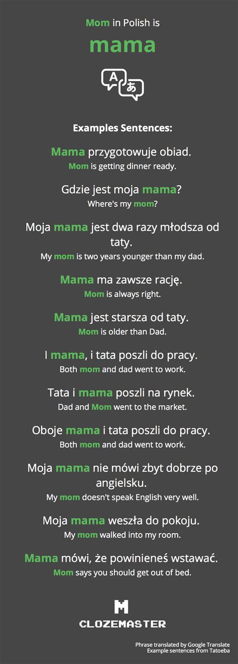 polish for mom|mother in polish translation.